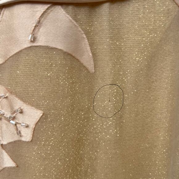 Sue Wong Nocturne Silk Beaded Halter Dress Gold Sz 8 Fringe Flapper Gatsby 30s - Picture 13 of 16